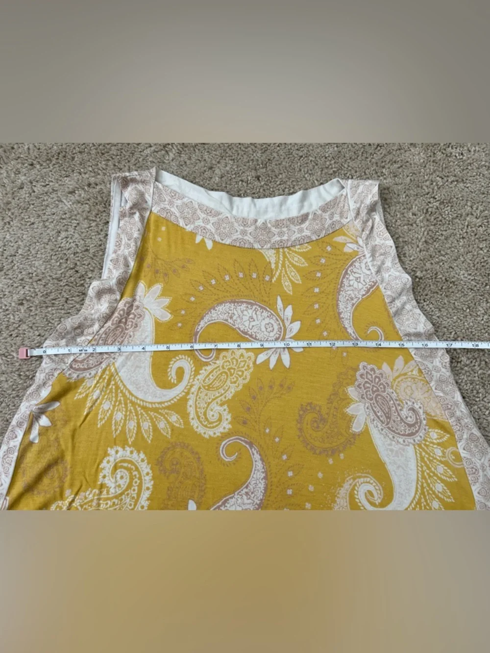 Rose & Olive Boho Paisley Tank Top Mustard Yellow Size L - Picture 4 of 6